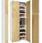 VCM Schuhschrank Lona Wei&szlig; / Honig-Eiche B. 70 x H. 184 x T. 40 cm