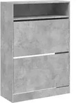 vidaXL Schuhschrank mit 2 Klappen Betongrau 80x34x116 cm