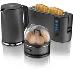Arendo - Wasserkocher mit Toaster und Eierkocher SET Edelstahl Grau...