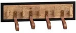 WOHNLING Wandgarderobe Hakenleiste Holz Echtleder 60 cm Garderobe Flur Metall
