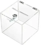 HMF 46919 Acryl Spendenbox mit Schloss, 15 x 15 x 15 cm, DIN A6, Transparent