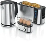 Arendo Fr&uuml;hst&uuml;cks-Set in silber - Wasserkocher / Toaster / Eierkocher