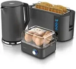 Arendo 3-teiliges Fr&uuml;hst&uuml;cksset - Wasserkocher 1,5l, 4-Scheiben Toaster, 8er