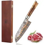 Zayiko MysticMagma Santoku I 17,5cm Klinge I Damaststahl mit...