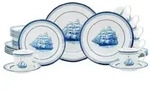 CreaTable Segelschiff Blau Kombiservice 30-tlg Steingut