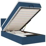 vidaXL Ottoman-Bett mit Matratze & LEDs Blau 90x190 cm Stoff