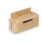 Relaxdays Kabelbox f&uuml;r 2 Steckdosenleisten, Bambus, HBT: 16 x 30 x 13 cm, Tablet- &