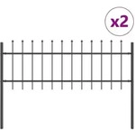 vidaXL Gartenzaun 2 pcs Grau 3,4 x 0,6 m Pulverbeschichteter Stahl