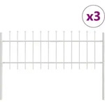 vidaXL Gartenzaun 3 pcs Wei&szlig; 5,1 x 0,6 m Pulverbeschichteter Stahl