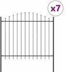 vidaXL Gartenzaun 7 pcs Grau 170 x 165 cm Pulverbeschichteter Stahl