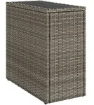 vidaXL Garten-Beistelltisch mit Glasplatte Grau 58x27,5x55 cm Rattan