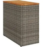 vidaXL Garten-Beistelltisch mit Holzplatte Grau 58x27,5x55 cm Rattan