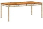 vidaXL Gartentisch Beige 180x90x75 cm Poly Rattan Akazienholz