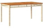 vidaXL Gartentisch Beige 140x80x75 cm Poly Rattan Akazienholz