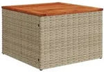 vidaXL Gartentisch Beige 55x55x37 cm Poly Rattan und Akazienholz