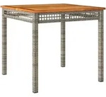 vidaXL Gartentisch Grau 80x80x75 cm Poly Rattan Akazienholz