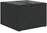 vidaXL Gartentisch mit Glasplatte Schwarz 55x55x37 cm Poly Rattan