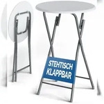 Casaria Stehtisch Bistrotisch Klappbar 60cm Holz Optik Wei&szlig;