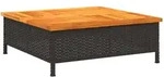 vidaXL Gartentisch Schwarz 70x70x25 cm Rattan und Akazienholz