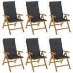 vidaXL Gartenst&uuml;hle 6 Stk., Gartenstuhl mit Kissen, Stuhl Sessel Hochlehner