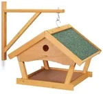 Relaxdays Vogelfutterhaus Holz, zum Aufh&auml;ngen, HBT: 35x42,5x40,5 cm, Garten,