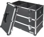 HMF 14661-02 Alu Werkzeugkoffer leer, 3 Etagen, 44 x 45 x 24 cm, Schwarz