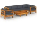 vidaXL 7-tlg. Garten-Lounge-Set mit Dunkelgrauen Auflagen Akazienholz