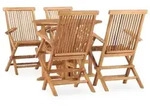vidaXL Garten-Essgruppe Klappbar Massivholz Teak : Ausf&uuml;hrung - mit Armlehne, Form -