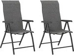 vidaXL Gartenst&uuml;hle 2 Stk. Klappbar Grau Poly Rattan