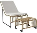 Outsunny-Rattan Relaxsessel mit Hocker-93L x 65B x 80H cm-Cremewei&szlig;