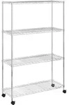 vidaXL Lagerregal mit 4 B&ouml;den und Rollen 90x35x142 cm Chrome 200 kg