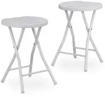 Relaxdays Klapphocker BASTIAN rund, 2 Stk. Faltbar, Kunststoff, Rattanoptik,
