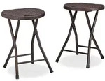 Relaxdays Klapphocker BASTIAN rund, 2 Stk. Faltbar, Kunststoff, Rattanoptik,