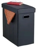 Relaxdays Sitzhocker mit Stauraum, Kunstleder, gepolstert, faltbarer Hocker,