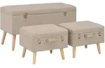 vidaXL Hocker mit Stauraum 3 Stk. Beige Stoff