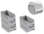 PROREGAL 5x Graue Sichtlagerbox 4.0 mit Abdeckung | HxBxT 15x20x35cm | 7,2 Liter 
