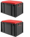 PROREGAL SparSet 2x Eurobox NextGen Seat Box Rot, HxBxT 36,5x40x60cm, 65 Liter,