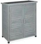 Relaxdays Gartenschrank, 3 F&auml;cher, Flachdach mit Neigung, Doppelt&uuml;r, HBT: 97 x 86,5