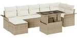 vidaXL Garten-Sofa-Set mit Kissen mit Speicher 8 pcs Beige Poly Rattan