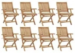 vidaXL Klappbare Gartenst&uuml;hle mit Kissen 8 Stk. Massivholz Teak