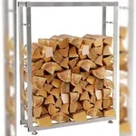 CLP Kaminholzst&auml;nder Keri V2 Edelstahl edelstahl/25x80x125 cm