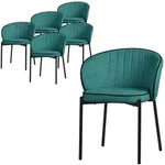 ML-Design Esszimmerst&uuml;hle 6er Set Petrol, Stoffbezug, Metallbeine,...