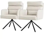 ML-Design Esszimmerst&uuml;hle drehbar 2er Set Beige &ndash; Armlehnen, Auto-Position,