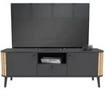 Ebuy24 Pure TV Tisch 2 T&uuml;ren, 1 Schublade, 1 Ablage grau,Eiche dekor.