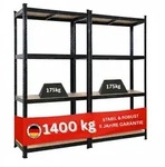 Proregal Mega Deal 2x Kellerregal GORILLA HxBxT 160x80x40cm Fachlast 175kg Schwarz