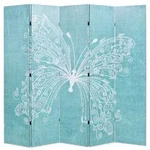vidaXL Raumteiler klappbar 200 x 170 cm Schmetterling Blau