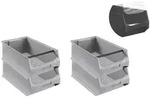 PROREGAL 4x Graue Sichtlagerbox 5.1 mit Griffstange & Abdeckung | HxBxT...