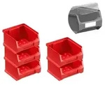 PROREGAL 5x Rote Sichtlagerbox 1.0 mit Abdeckung | HxBxT 6x10x10cm | 0,4 Liter 