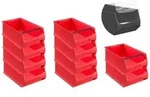 PROREGAL 10x Rote Sichtlagerbox 5.1 mit Griffstange & Abdeckung | HxBxT...