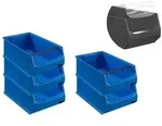 PROREGAL 5x Blaue Sichtlagerbox 5.1 mit Griffstange & Abdeckung | HxBxT...